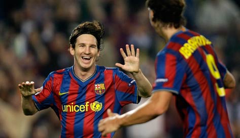 Messi faz seu primeiro na Champions