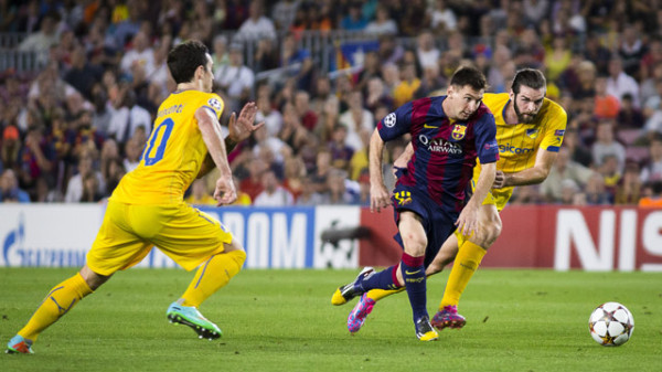 Lionel Messi of FC Barcelona iin action