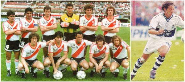 Troglio (primeiro agachado) no River de 1987, na foto com Goycochea e Caniggia