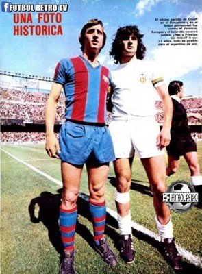 O último jogo profissional de Cruyff no Barcelona foi contra o Valencia de Kempes