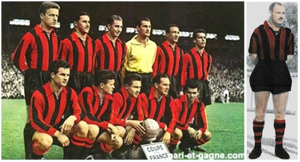 Nice campeão da liga e da copa em 1952. González é o 2º em pé e Carniglia, o penúltimo agachado. À direita, Bravo, ex-Botafogo